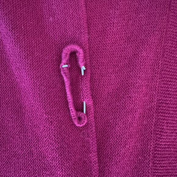 Pure Jill Open Cardigan Medium Dark Red Cotton Wool Lagenlook Quiet Luxury EUC - Picture 2 of 11